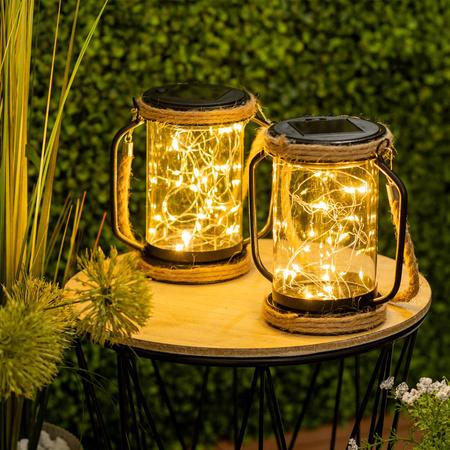 Lampa Solarna LED Zewnętrzna Ogrodowa Wisząca Stojąca Latarenka 3000K IP44 Czujnik Zmierzchu