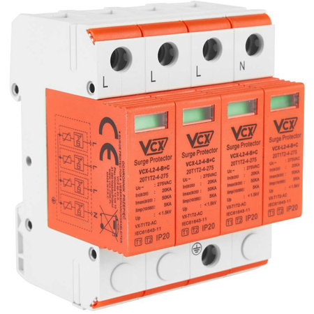 Ogranicznik Przepięć Bezpiecznik B+C 4P 5kA AC T1T2 VCX