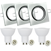Zestaw 3x Oprawa halogenowa ruchoma GOLDLUX (Polux) kwadrat nikiel + żarówka LED GU10 3,5W
