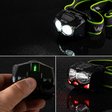 Latarka czołowa LED COB XTE Akumulatorowa USB IP65 Profesjonalna Vayox