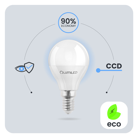 6x Żarówka LED E14 Kulka P45 10W = 75W 1100lm 4000K Neutralna 180° LUMILED