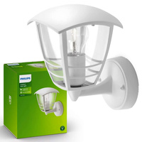 Kinkiet Ogrodowy Lampa Elewacyjna Zewnętrzna LATARNIA E27 IP44 Biała Creek Philips