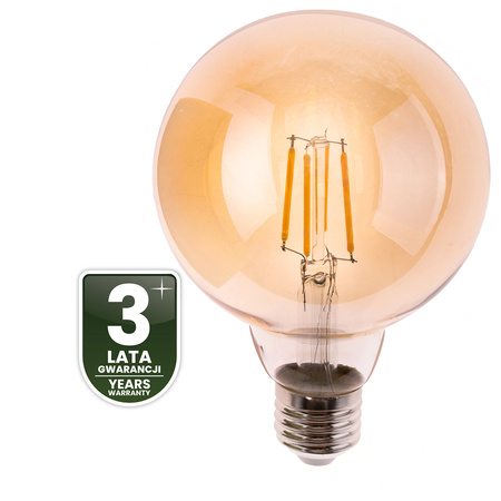 3x Żarówka LED E27 Kula G95 4W = 40W 470LM 2000K Ciepła 360° Bursztynowa Filament LUMILED