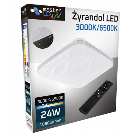 Plafon LED 33cm lampa sufitowa kwadratowa 3000K-6500K z efektem gwiazdek