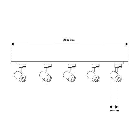 Zestaw Szyna Oświetleniowa Szynoprzewód 3m Biały + 5x Reflektor Szynowy SAGI GU10 Biało - Złoty + Łącznik L LUMILED
