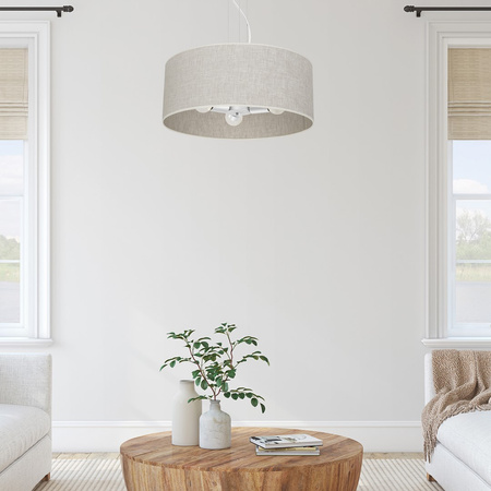 Lampa Wisząca Sufitowa LINO Biała Lniana 3xE27 Milagro