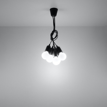 Lampa Sufitowa Wisząca Zwis 5x E27 Nieregularna Czarna Nowoczesna Diego Sollux