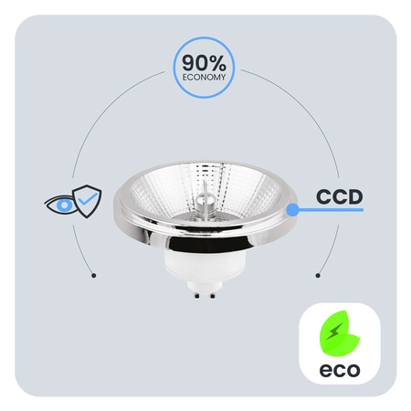 Żarówka LED GU10 Reflektor ES111 10W = 75W 1055lm 3000K Ciepła 24° Srebrna Srebrna LUMILED