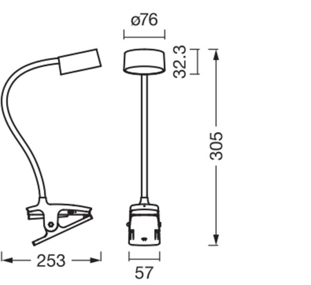 Lampa Stołowa Biurkowa LED Klips Regulowana 4.8W 221lm CCT Ściemnialna Czarny Office Line Ledvance