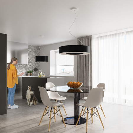 Lampa Sufitowa Wisząca Zwis 6x E27 Żyrandol Okrągła Czarna Minimalistyczna Saturno Sollux