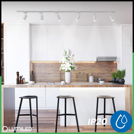 Zestaw Szyna Oświetleniowa Szynoprzewód 2m + 6x Reflektor Szynowy RITI GU10 Biały LUMILED