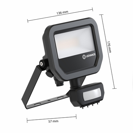 Naświetlacz LED Reflektor Zewnętrzny Lampa 10W 1200lm 4000K IP65 Czarny Z Czujnikiem Ruchu i Zmierzchu Floodlight Ledvance
