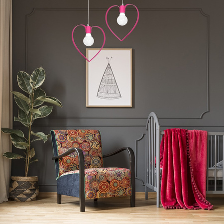 Lampa wisząca AMORE 1xE27 Serce Dziewczęca Delikatna Ciemny Róż MLP9956 Milagro Metal