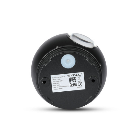 Kinkiet ścienny LED 6W 4000K IP65 Góra/Dół Okrągły Czarny VT-836 V-TAC