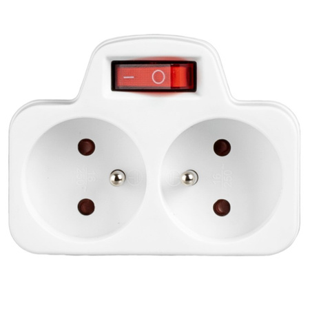 Rozgałęźnik Sieciowy Elektryczny 2x 2P+0 Złodziejka 2 Gniazdka Z Uziemieniem + Wyłącznik VAYOX