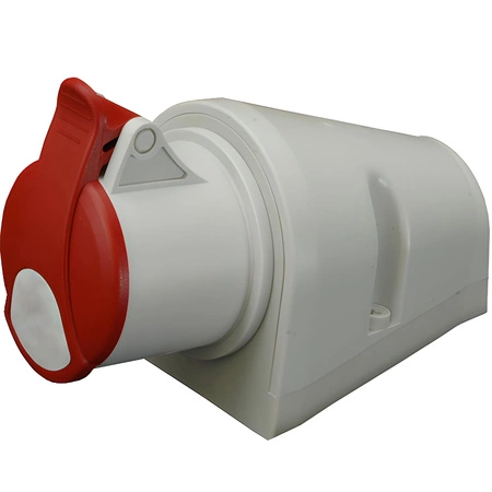 Gniazdo Siłowe Stałe 32A 400V 5P IP44 Natynkowe Hermetyczne z Klapką