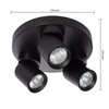 Lampa Sufitowa Ścienna TIMO Kinkiet Reflektor Oprawa Halogenowa Ruchoma 3xGU10 Czarny Okrągły LVT