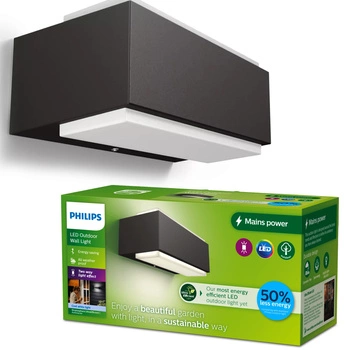 Lampa Ogrodowa LED Kinkiet Elewacyjny STRATOSPHERE 3,8W 2700K Ciepła IP44 Góra-Dół Antracyt PHILIPS
