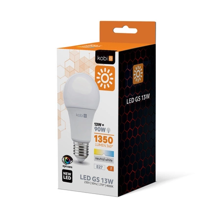 Żarówka LED E27 Kulka 13W 1350lm 4000K Neutralna 270° Kobi