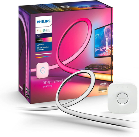 Taśma LED Pasek Podświetlenie do Monitora 32" 34" 19W 1000lm IP20 White and Color Ambiance RGB + TW Inteligentna SMART Zigbee Bluetooth Gradient PC Strip + Mostek Bridge Philips HUE
