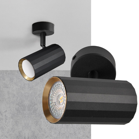 Oprawa Ścienno-Sufitowa Reflektor Punktowy GU10 Czarna Złota NICEA Sanico Goldlux