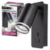 Lampa ścienna Kinkiet GU10 RING z USB i włącznikiem czarny