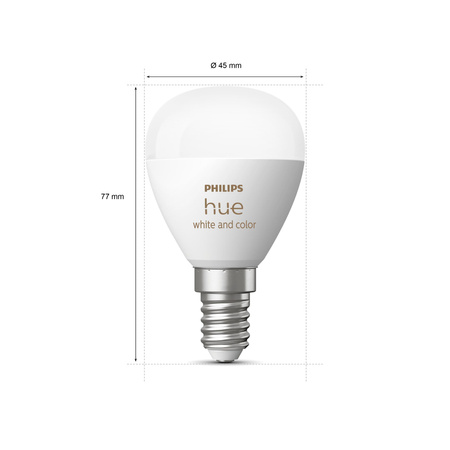 2PAK Żarówka LED E14 P45 5,1W CCT RGB PHILIPS HUE White & COLOR Ambiance Bluetooth Zigbee