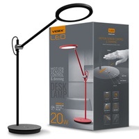 Lampka Biurkowa LED 20W 1450lm 4100K Neutralna CRI98 Czarna Ściemnialna Videx