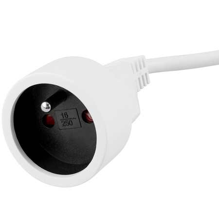 Przedłużacz Sieciowy Kabel z Uziemieniem Listwa Zasilająca 1 Gniazdo 10m Biały Sznur Lendo Lumiled