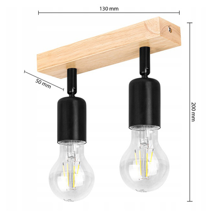 Lampa Sufitowa Spot Tuba Reflektor Oprawa Halogenowa 2x E27 Ruchomy Czarny Brązowy Eos Masterled