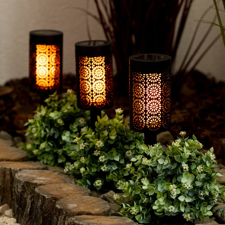 Lampa Solarna Ogrodowa LED Wbijana Pochodnia 39cm IP44 Czujnik Zmierzchu