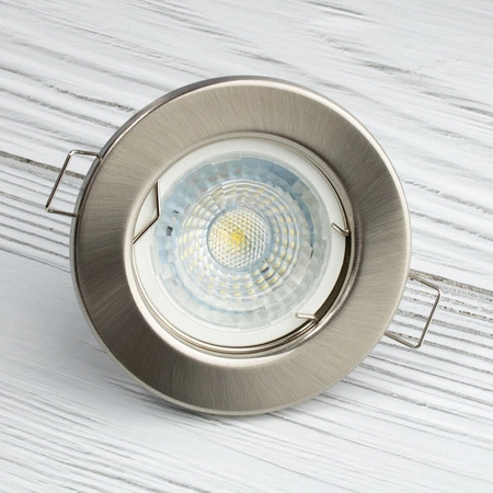 Oprawa HALOGENOWA Podtynkowa Stała Okrągła Satyna Blacha GU10 MR16