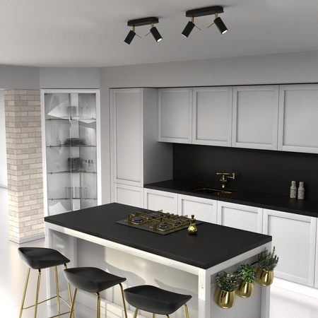 Lampa Sufitowa PRESTON Złota Czarna 2x mini GU10 Milagro