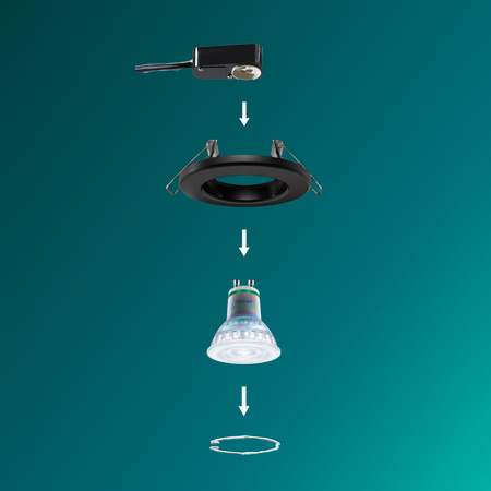 3x Oprawa Podtynkowa Wpuszczana LED GU10 Stała Aluminiowa Okrągła Czarna Peridot Philips