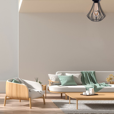 Lampa sufitowa żyrandol WILL 1x E27 LOFT Czarna Metal + drewno Milagro