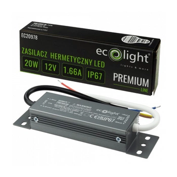 Zasilacz LED Hermetyczny IP67 20W 12V Premium Ecolight