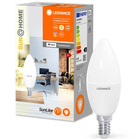 Żarówka LED E14 B35 4,9W = 25W 425lm CCT 200° CRI95 LEDVANCE SMART+ WIFI Ściemnialna SUNATHOME CLASSIC