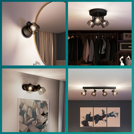 Lampa Sufitowa Reflektor 3x E14 Czarna Sleet Philips