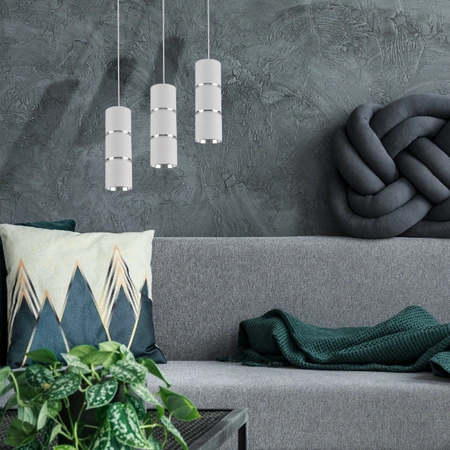 Lampa Sufitowa Wisząca Zwis GU10 Biała Srebrna BAMBOO Sanico Goldlux