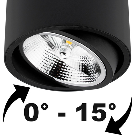 Oprawa Natynkowa HALOGENOWA SPOT TUBA Ruchoma GU10 AR111 Okrągła Czarna 100mm TELES LUMILED