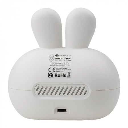 Zegar Elektroniczny dla Dzieci BUDZIK Szary USB Akumulatorowy 1200mAh KRÓLIK MARY'S