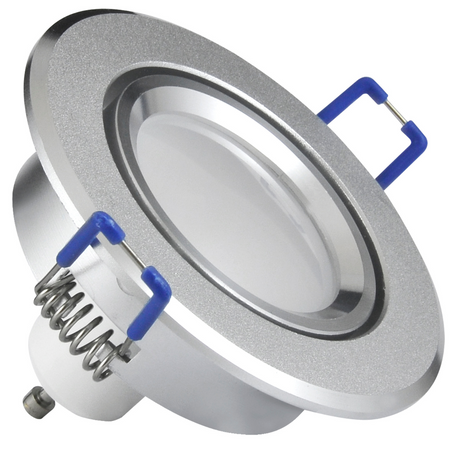 Oprawa sufitowa podtynkowa SUN OLAL srebrny piaskowany alu GOLDLUX (Polux) + LED GU10 3,5W