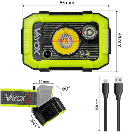 LATARKA Akumulator Czołowa LED 750LM CREE + SMD PRO SERIES VA0187 VAYOX