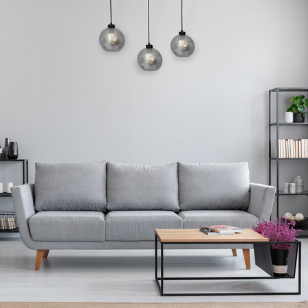 Lampa wisząca SOFIA 3xE27 MLP65800 Przydymiony Klosz Kula Milagro Metal + Szkło