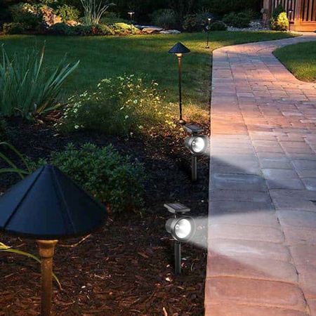 Lampa Ogrodowa LED Solarna Wbijana Reflektor 0,4W IP44 Czujnik Zmierzchu Barwa Zimna