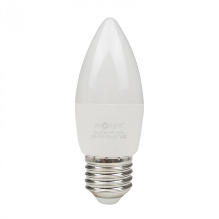 Żarówka LED Świeczka B37 E27 3W 270lm 6500K Zimna Ecolight