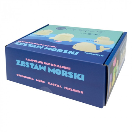 Zestaw 4x Lampka Nocna Dziecięca LED 0.4W Wielokolorowa RGB Bateryjna Biała ZESTAW MORSKI MARY'S
