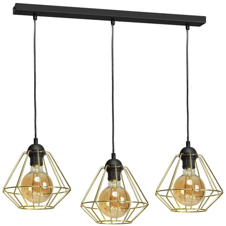 Lampa wisząca LUPO 3xE27 Geometryczny Kształt Loft Czarna Złota MLP6271 Milagro Metal