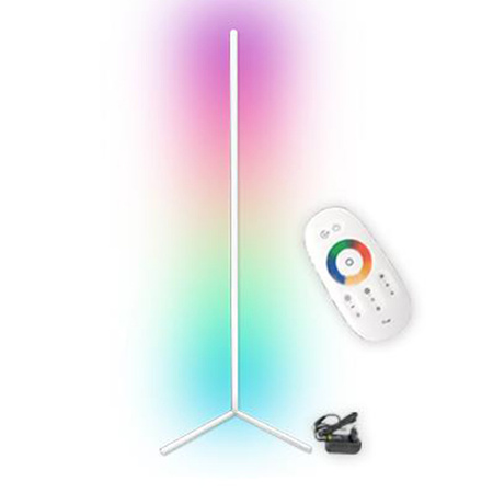 Lampa Stojąca Narożna Podłogowa BIała 20W RGB Zmiana Kolorów Pilot