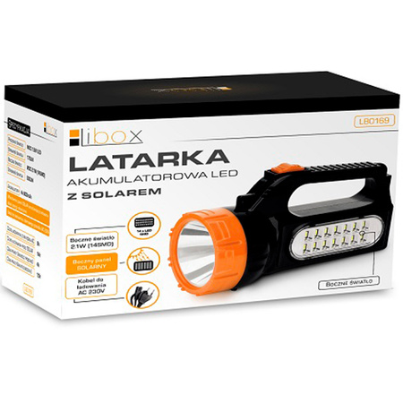 Latarka Szperacz Akumulatorowa Warsztatowa Solarna LED 1,5W 150LM przód / 2,1W 500LM boczne LB0169 LIBOX